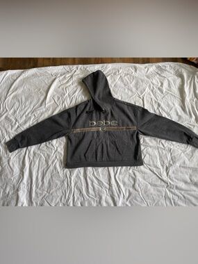 bebe Charcoal Logo Hooded Pullover